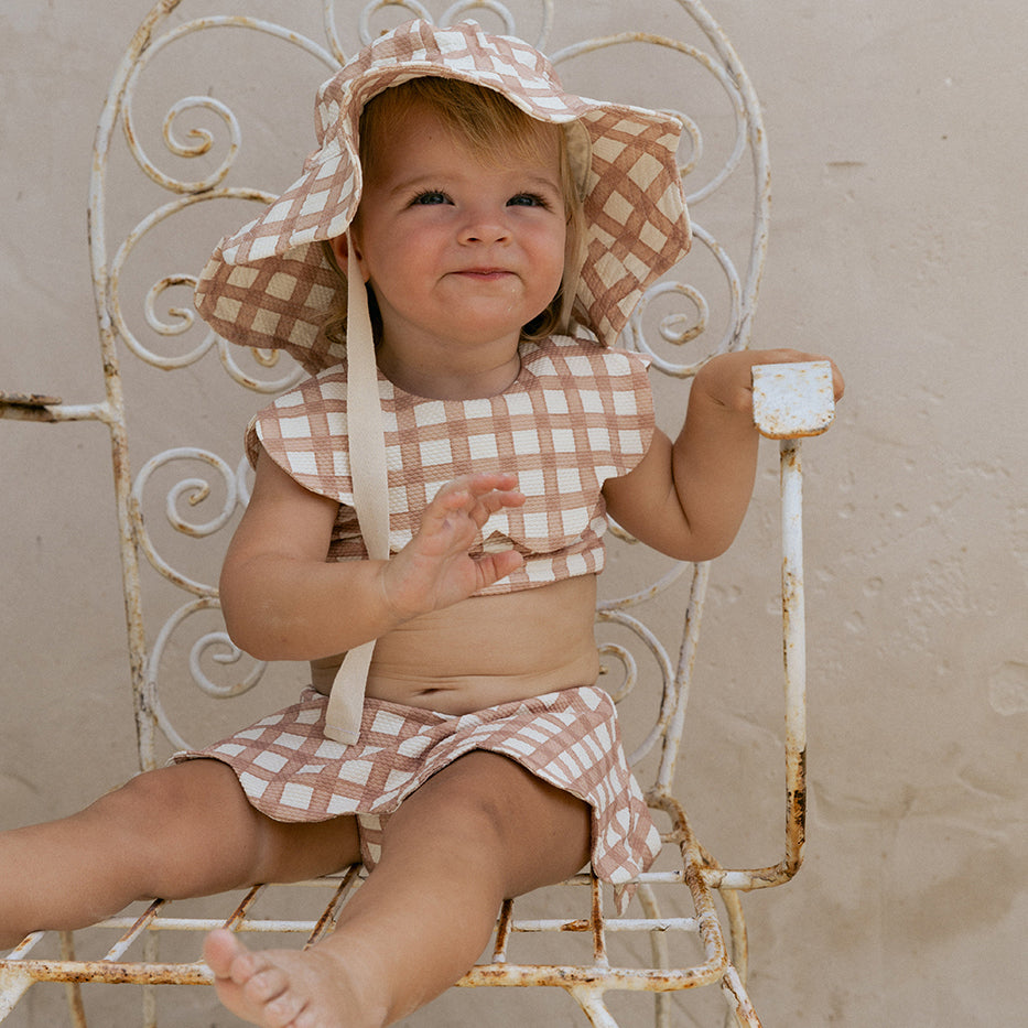 Petal Bikini Top · Gingham